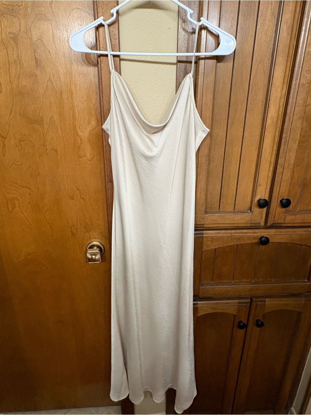 LOFT Cream Cowl-Neck Midi Slip Dress